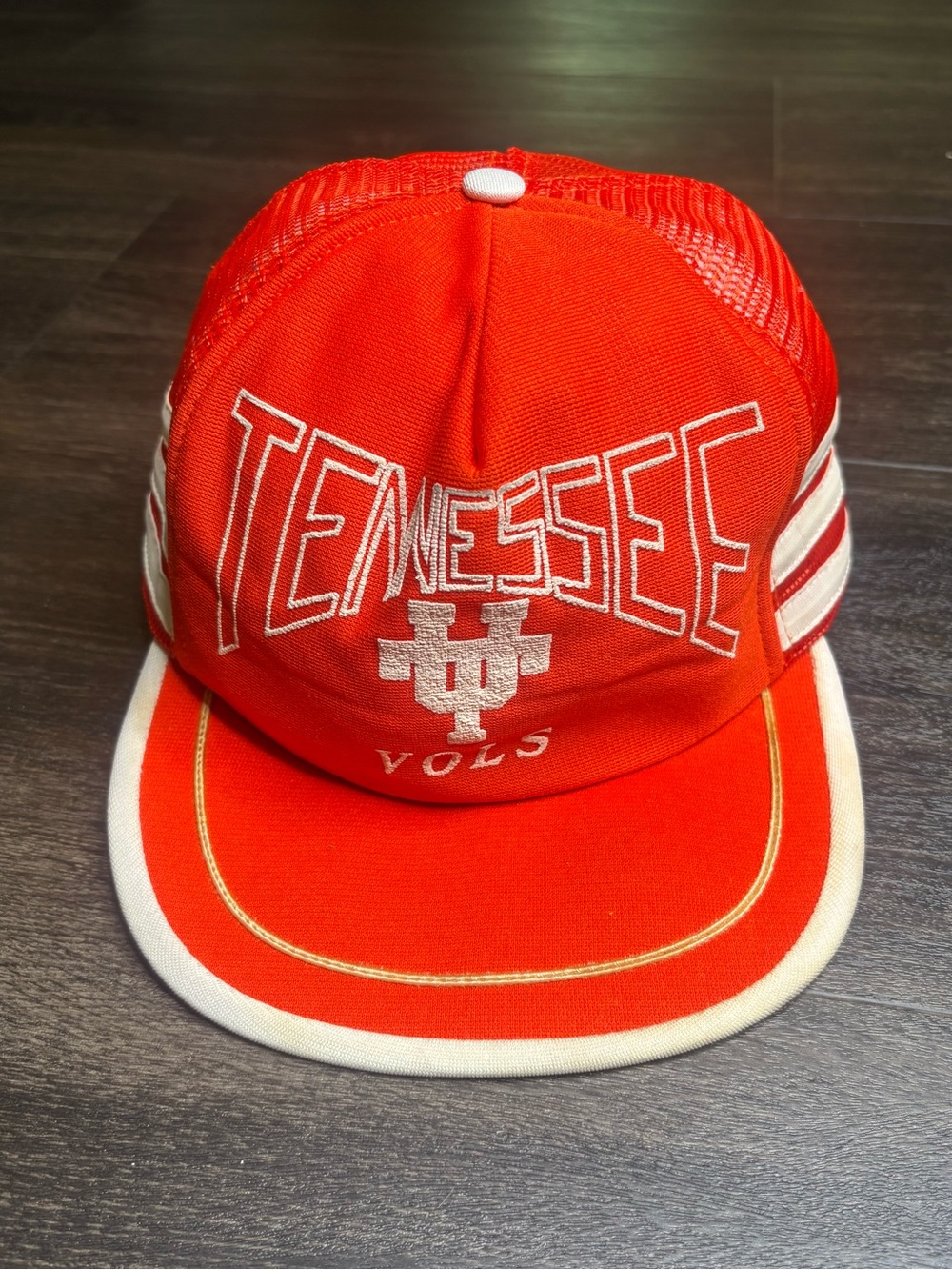 Vintage 1984 Tennessee Volunteers Three Stripe Mesh Trucker Hat Snapback